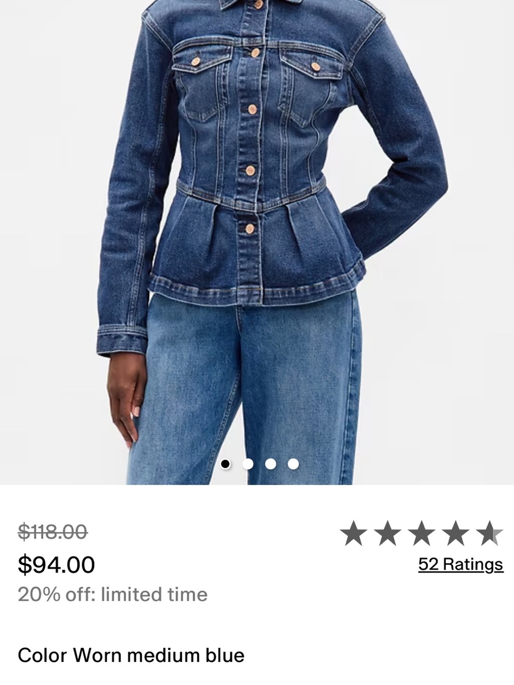 GAP Peplum Jean Jacket - size large - Picture 10 of 10